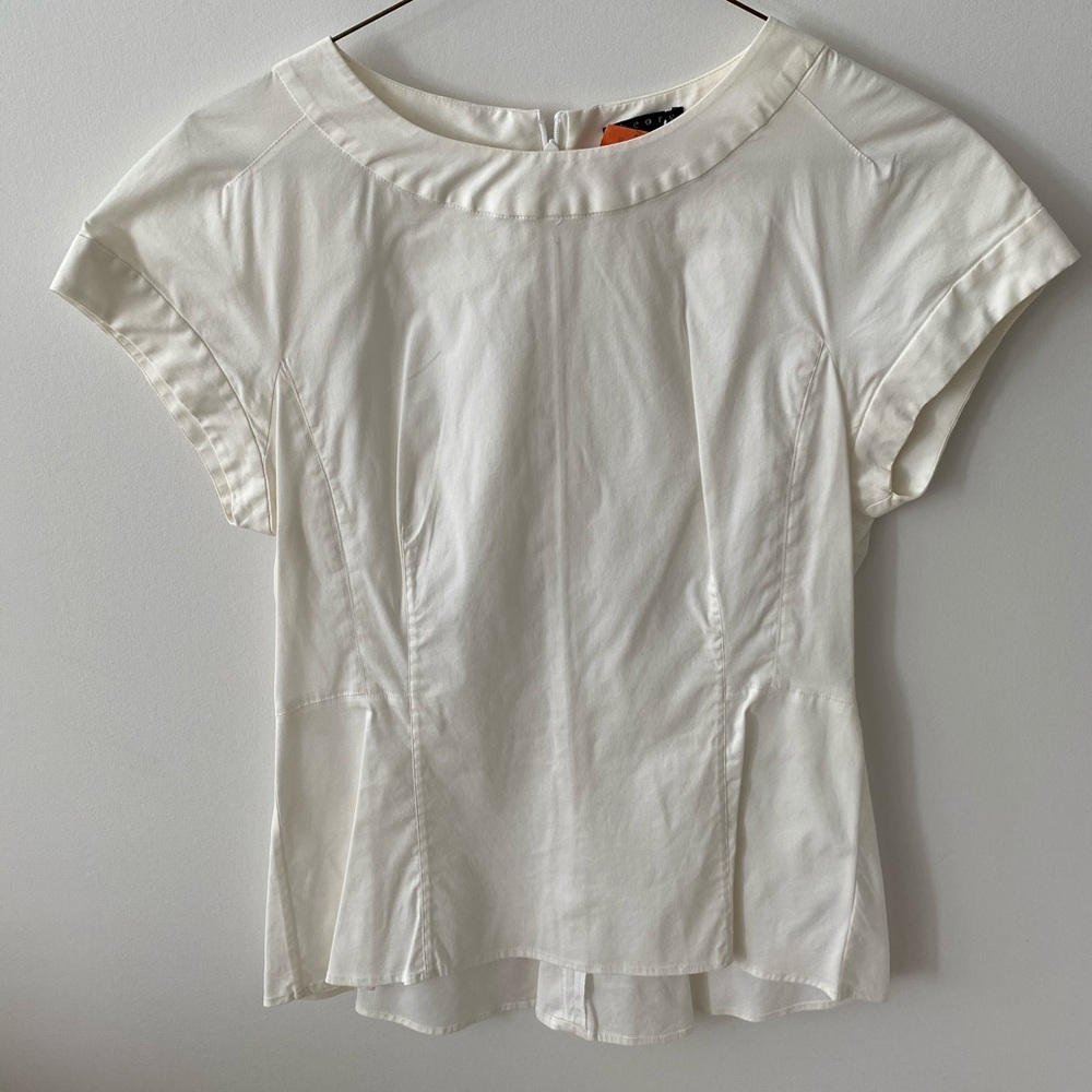 Theory white peplum dress shirt